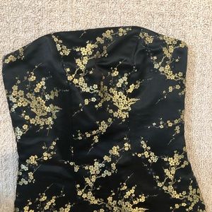 Vintage Oriental Slit Dress with Steel Boning